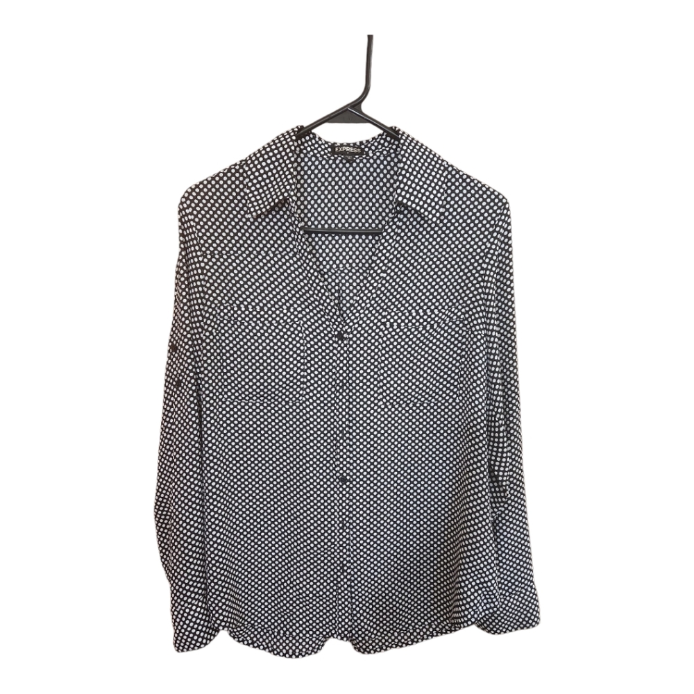 Express Portfolio Shirt, Black and White Polka Dots
